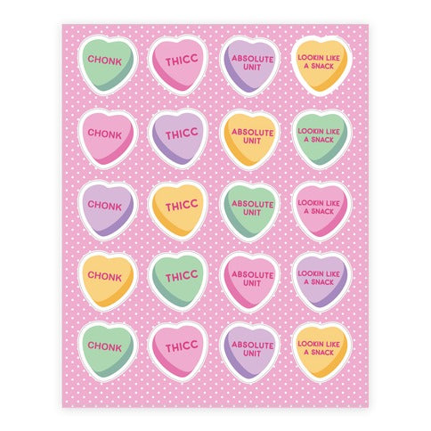 Body Positive Candy Hearts Sticker Sheet