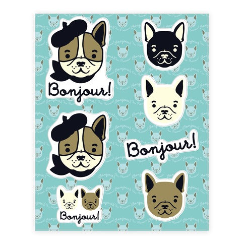 Bonjour French Bulldog  Sticker Sheet