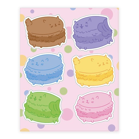 Cat Macarons  Sticker Sheet