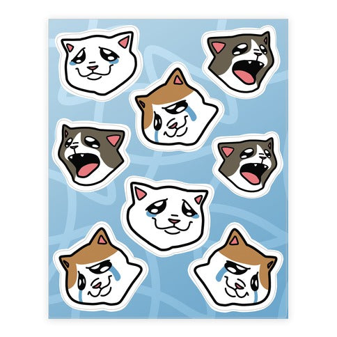 Crying Cats  Sticker Sheet