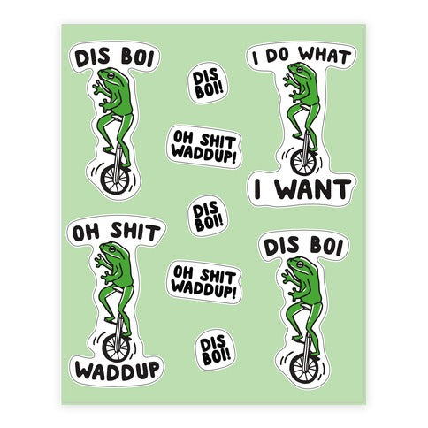 Dis Boi Funny Frog  Sticker Sheet