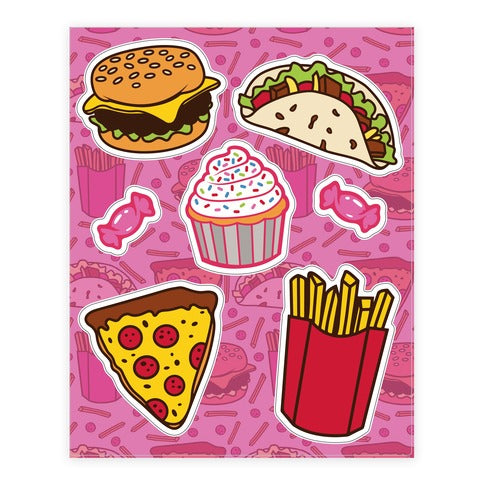 Fun Junk Food  Sticker Sheet
