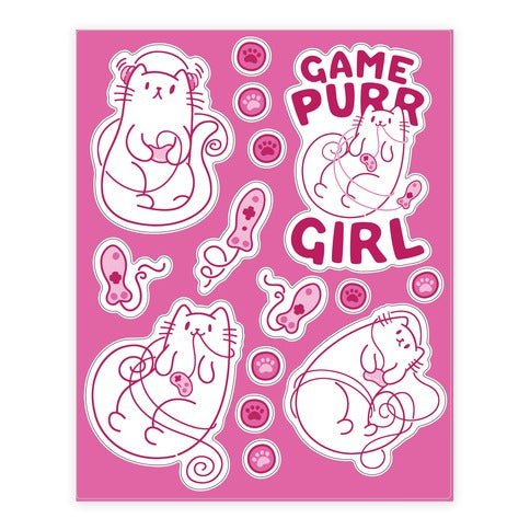 Gamer Cats  Sticker Sheet