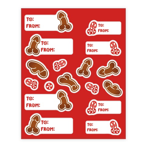 Gingerbread and Candy Cane Penises  Sticker Sheet