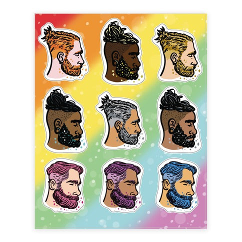 Glitter Beards, Braids and Man Buns  Sticker Sheet