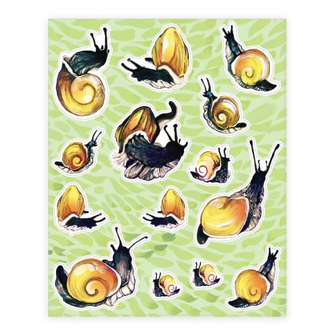 Golden Snail Shells  Sticker Sheet
