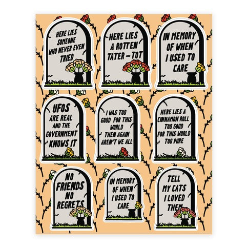 In Memory Of When I Used to Care  Sticker Sheet