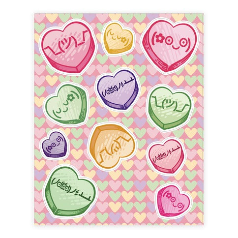 Kawaii Emoji Conversation Heart  Sticker Sheet