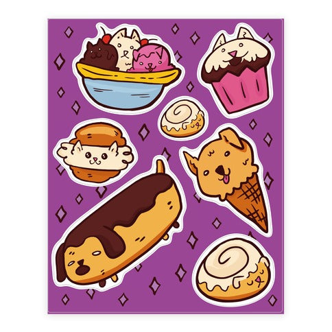 Kawaii Food Dogs  Sticker Sheet