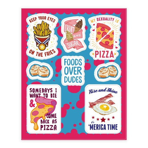 Lazy Food  Sticker Sheet