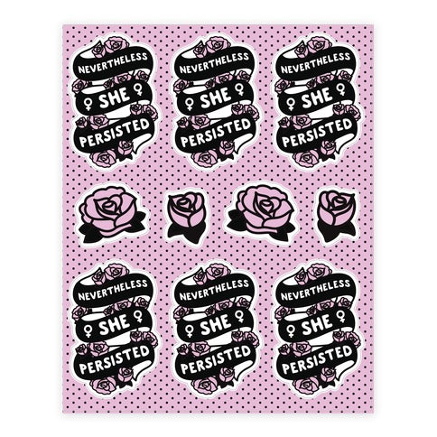 Nevertheless She Persisted (Feminist Ribbon) Sticker Sheet