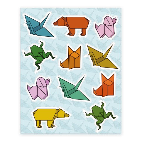 Origami Animal  Sticker Sheet