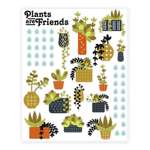 Plants Are Friends Retro Sticker Sheet