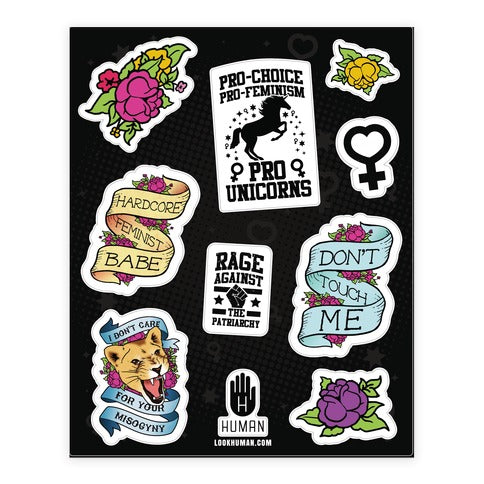 Sassy Feminist Tattoo Stickers Pt. 2 Sticker Sheet