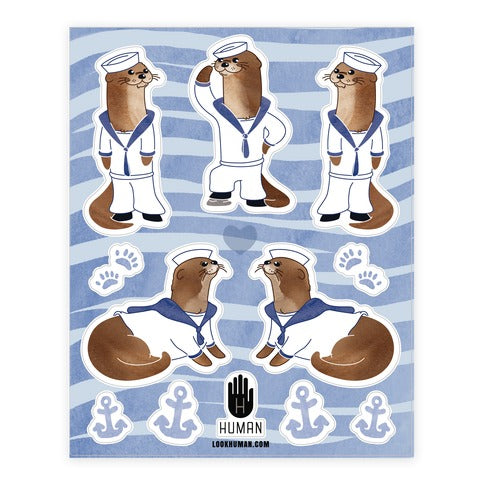Sea Sailor Otter  Sticker Sheet
