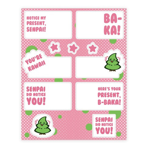 Senpai Christmas Tags Sticker Sheet