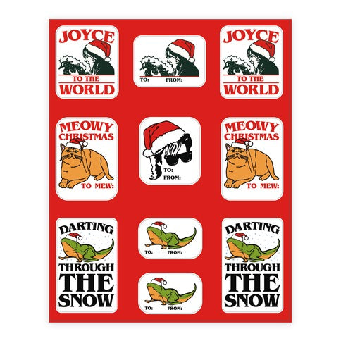 Stranger Holiday Gift Tags Parody Sticker Sheet