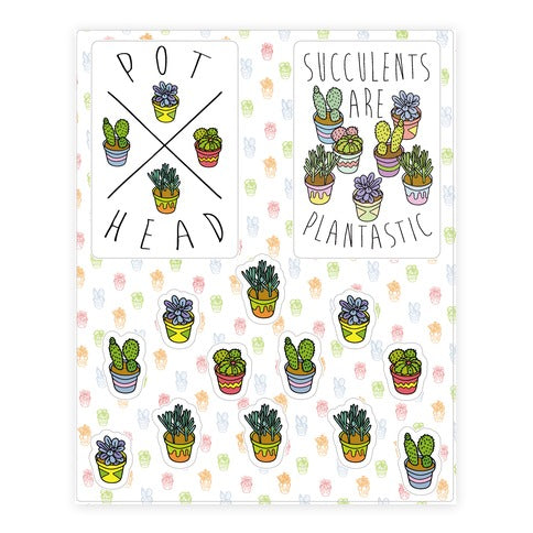 Succulent Pattern Sticker Sheet