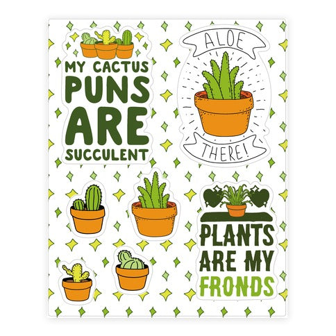 Succulent Plant Puns Sticker Sheet