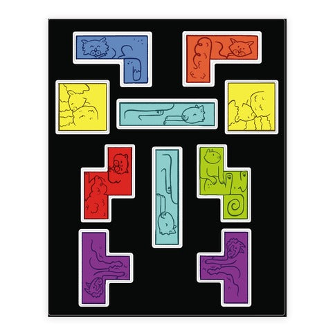Tetris Cats  Sticker Sheet