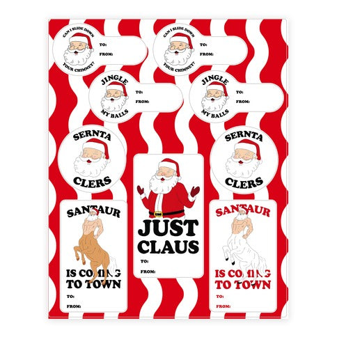 Weird Santa Claus Gift Tags Sticker Sheet