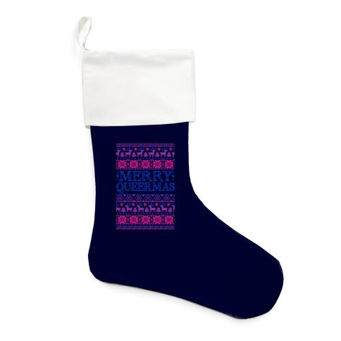 Merry Queermas Bisexual Pride Christmas Sweater Stocking