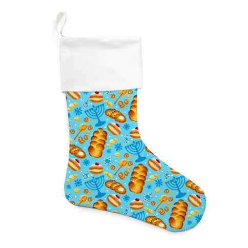 Traditional Hanukkah Food Pattern Stocking