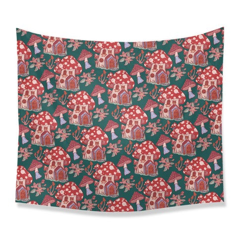 Fairy Mushroom House Pattern Tapestry