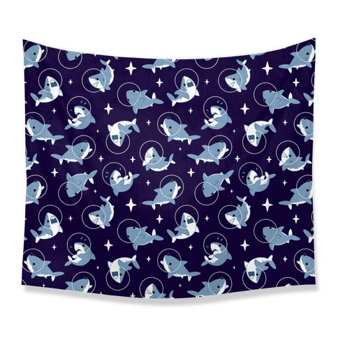 Space Shark Pattern Tapestry