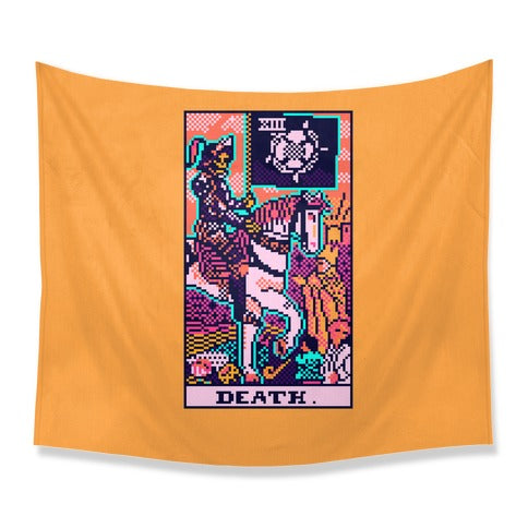 Pixelated Death Tarot Card Tapestry
