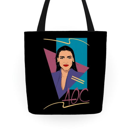 80s Style AOC Alexandria Ocasi-Cortez Parody Tote Bag