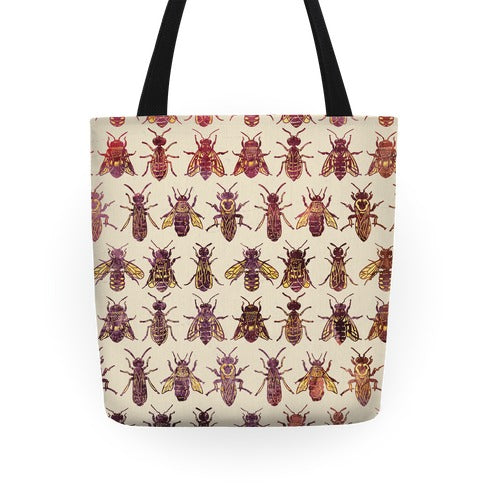 Bee Species Pattern Tote Bag