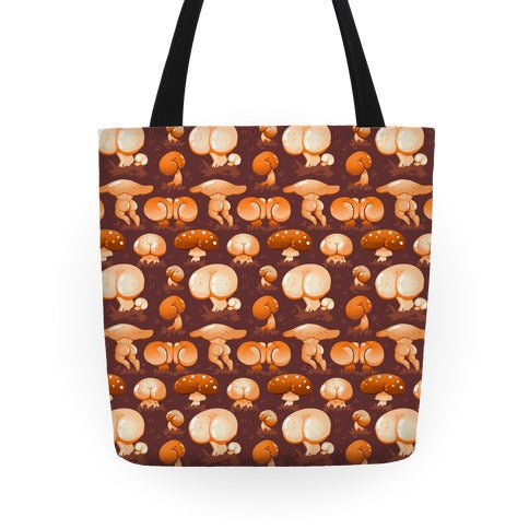 Butt Mushroom Pattern Orange Tote Bag