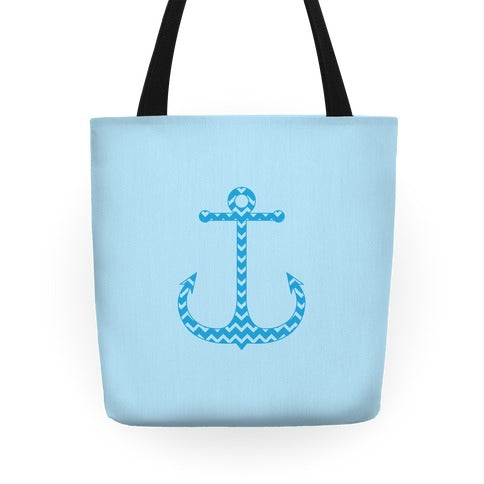 Chevron Anchor Tote (Blue) Tote Bag