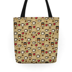 Coffee Pixel Art Pattern Tote Bag