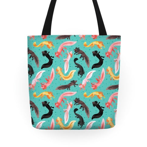 Cute Bright Axolotl Pattern Tote Bag