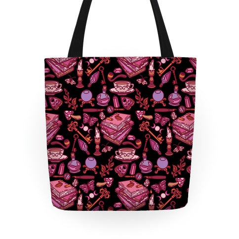 Dark Academia Witch Pattern Tote Bag