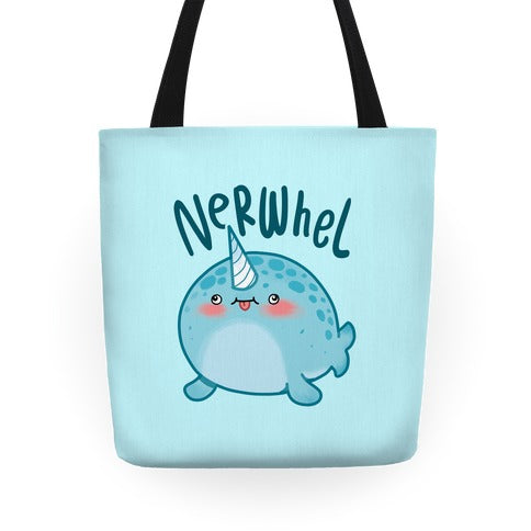 Derpy Narwhal Nerwhel Tote Bag