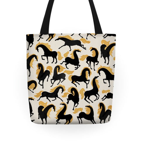 Fiery Wild Horses Tote Bag