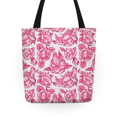 Floral Penis Pattern Pink Tote Bag
