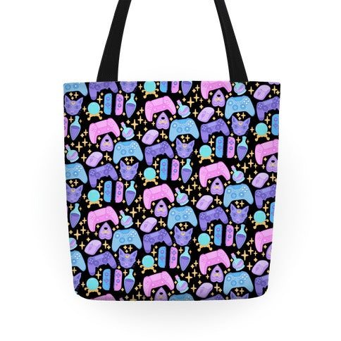 Gamer Witch Pattern Tote Bag