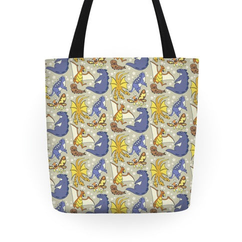 Godzilla and Friends Pattern Tote Bag