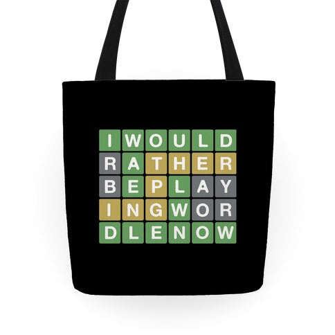 I Would Rather Be Playing Wordle Now Parody Tote Bag