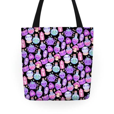 Kawaii Witchy Pattern Tote Bag