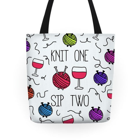 Knit One Sip Two Tote Bag