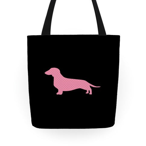 Polka Dot Wiener Dog Tote Bag