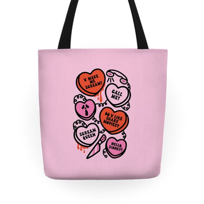 Scream Queen Candy Hearts Parody Tote Bag