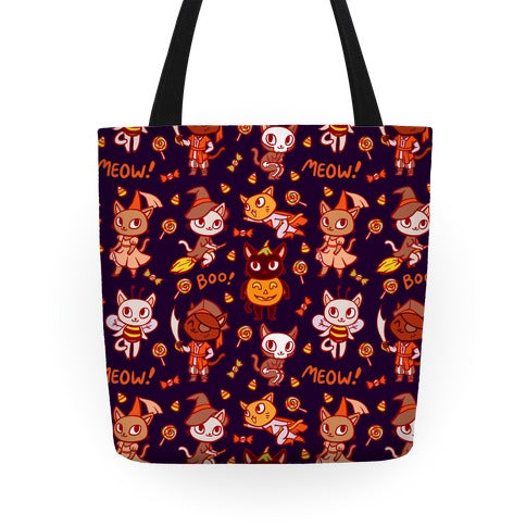 Spooky Cute Cats in Halloween Costumes Tote Bag