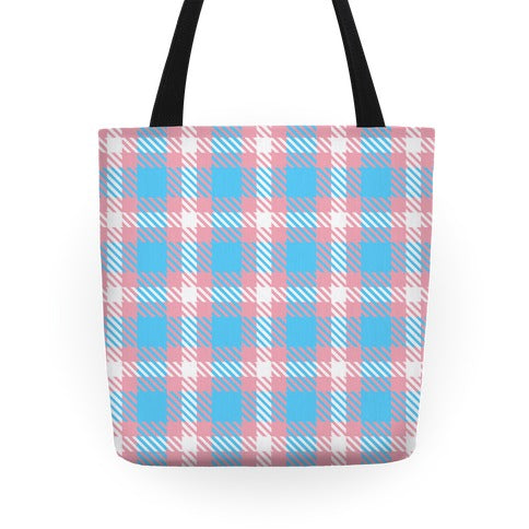 Trans Pride Flag Plaid Tote Bag