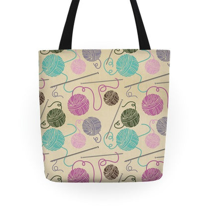 Yarn Balls and Knitting Needles Tote Bag